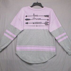 Justify Graphic Print Pocket Sweater Pink & Gray Women Size | L